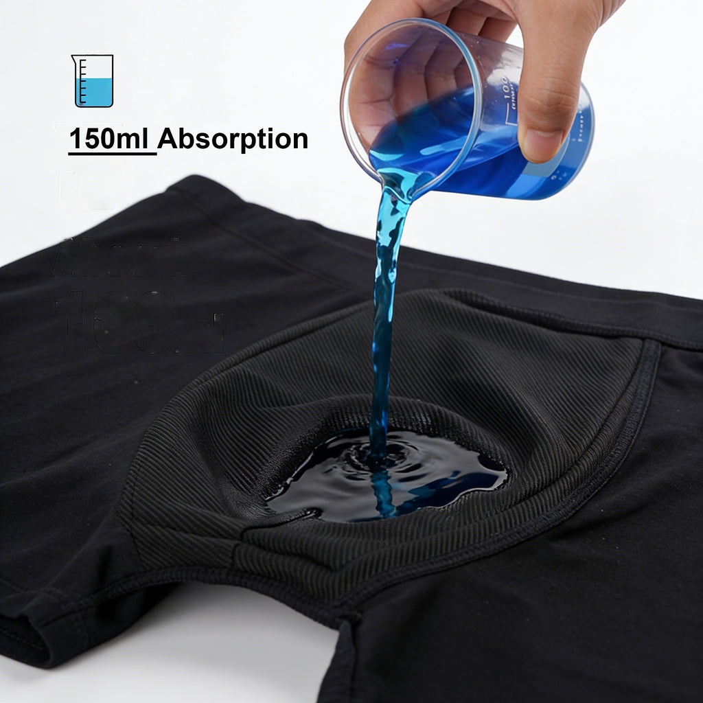 Mivorae Men's Washable Incontinence Boxer Briefs- 1 Pair