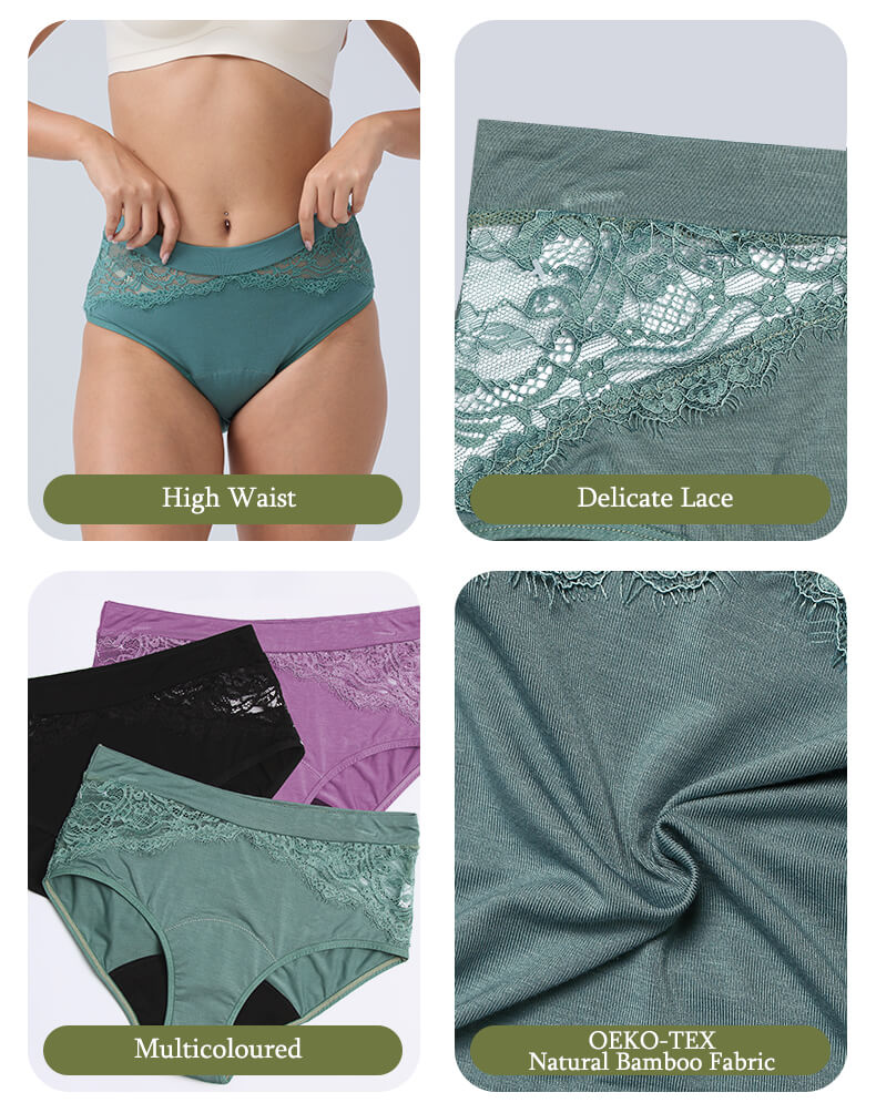Mivorae High Waisted Period Underwear in Cotton For Medium Flows