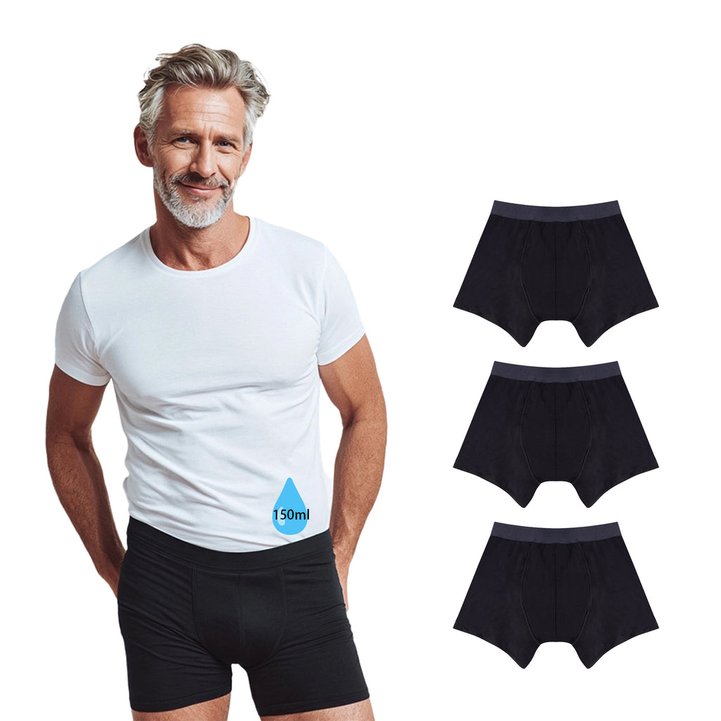 Mivorae Men's Washable Incontinence Boxer Briefs- 3 Pair